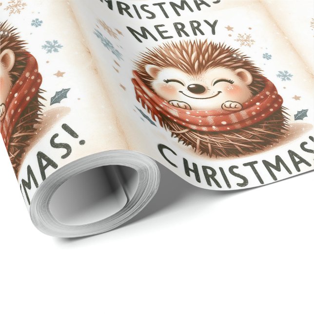 Weihnachten Niedlicher Igel Geschenkpapier (Rolleneckpunkt)