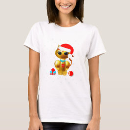 Weihnachten niedlicher Kätzchen-Cartoon T-Shirt