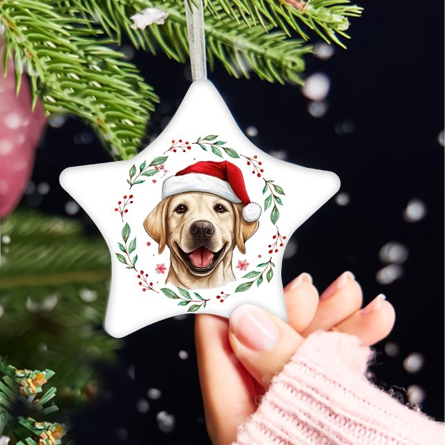 Weihnachten Niedlicher Labrador Hund Personalisier Keramik Ornament (Von Creator hochgeladen)