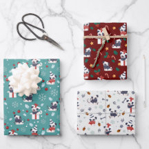 Weihnachten Niedlicher Mops Hunde festlich drei Fa