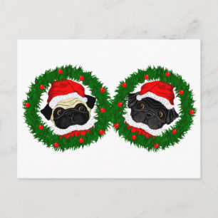 Weihnachten Niedlicher Schwarzer Mops und Fauna Mo