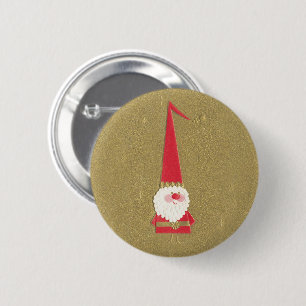Weihnachten, Niedlicher Weihnachtsmann auf Gold Button
