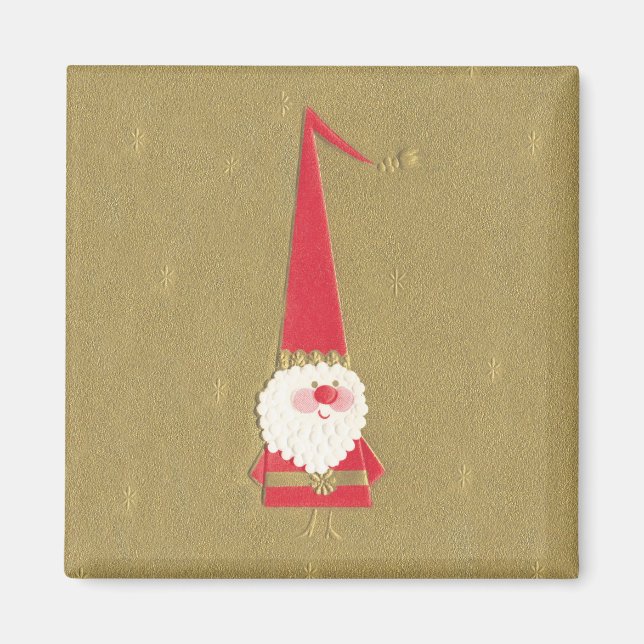 Weihnachten, Niedlicher Weihnachtsmann auf Gold Magnet (Vorne)