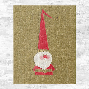 Weihnachten, Niedlicher Weihnachtsmann auf Gold Puzzle