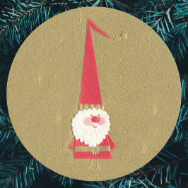 Weihnachten, Niedlicher Weihnachtsmann auf Gold Runder Aufkleber