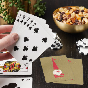 Weihnachten, Niedlicher Weihnachtsmann auf Gold Spielkarten