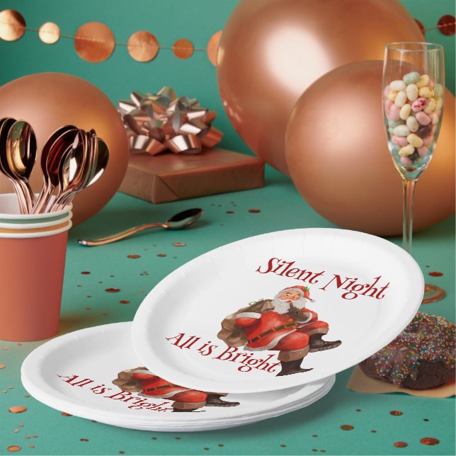 Weihnachten Niedlicher Weihnachtsmann Pappteller (Multi)