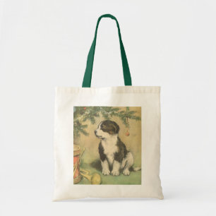 Weihnachten, Niedlicher Welpe unter Weihnachtsbaum Tragetasche