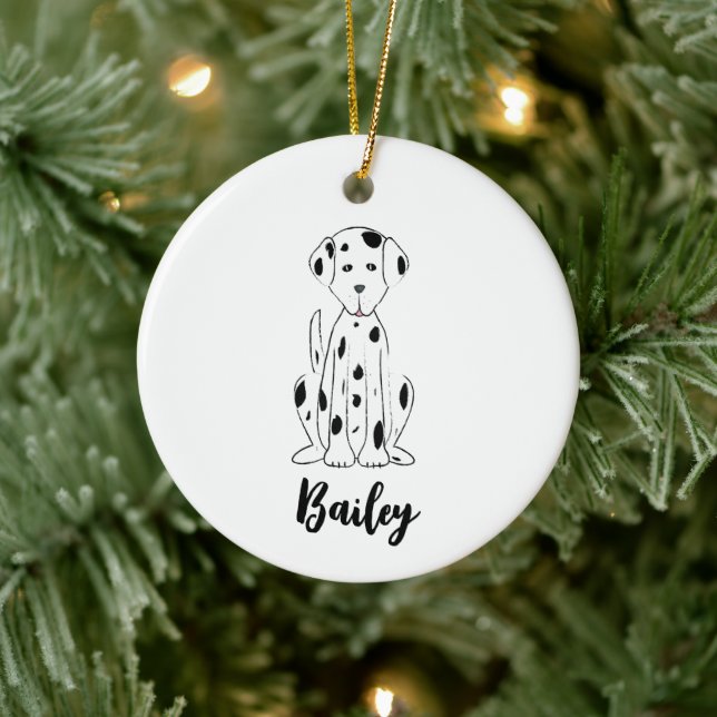 Weihnachten Niedlicher Welpenhund Dalmatiner Urlau Keramik Ornament (Baum)
