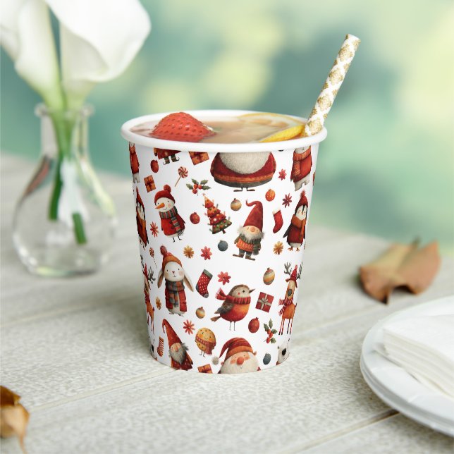 Weihnachten Niedliches Weihnachtsmuster Pappbecher (In Situ)