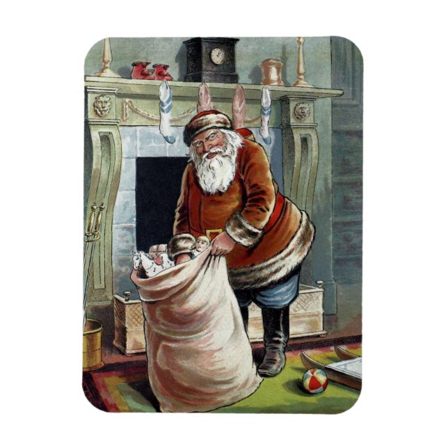 Weihnachten, Nikolaus am Kamin Magnet (Vertikal)