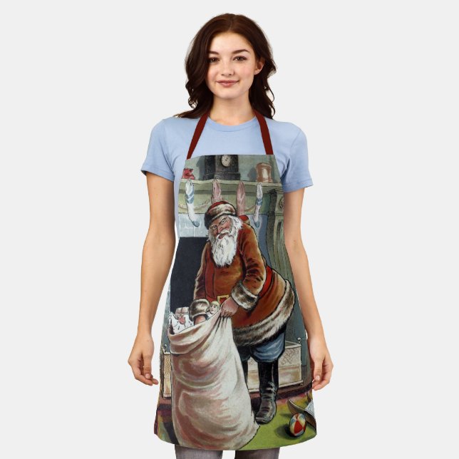 Weihnachten, Nikolaus am Kamin Schürze (Getragen)