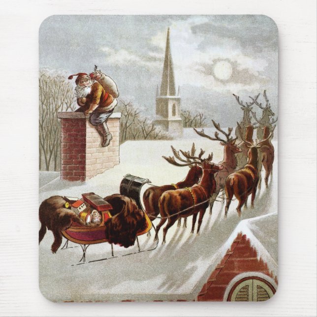 Weihnachten, Nikolaus auf dem Dach Mousepad (Vorne)