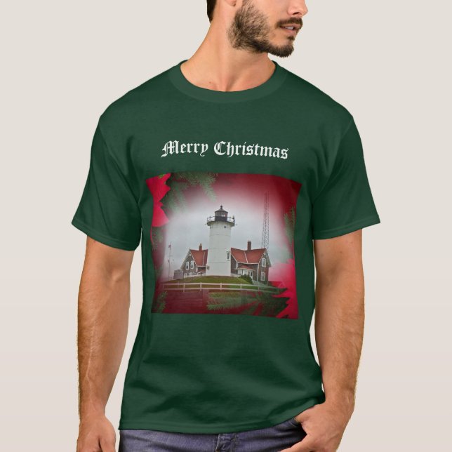 Weihnachten Nobska Point Leuchtturm T-Shirt (Vorderseite)
