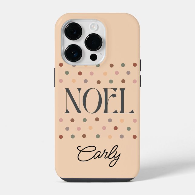 Weihnachten NOEL Boho Beige iPhone Hülle (Rückseite)
