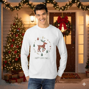 Weihnachten Nordic Geometrisches Rentier T-Shirt