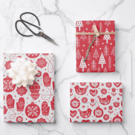 Weihnachten Nordisch-skandinavisches Schwedisches  Geschenkpapier Set