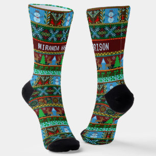 Weihnachten Nordischer Strick Snowmen Rentier   Na Socken
