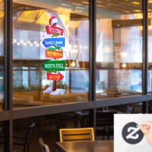 Weihnachten Nordpol Schild Fensterfolie