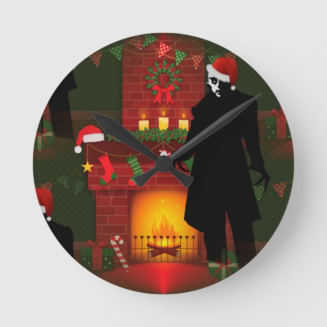 Weihnachten nosferatu runde wanduhr (Vorderseite)