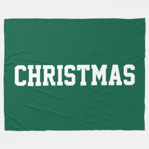 WEIHNACHTEN Nostalgische weiße Schrift auf Fichten Fleecedecke