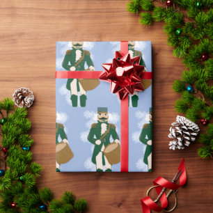 Weihnachten Nussknacker Blau vereist und Gold Geschenkpapier