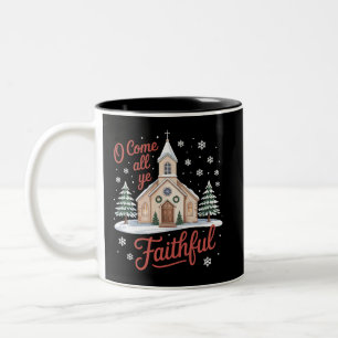Weihnachten O kommt alle ihr Gläubigen religiös ch Zweifarbige Tasse