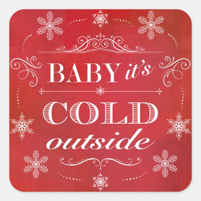 Weihnachten oder Apres Ski Rote und weiße Schneefl Quadratischer Aufkleber (Vorderseite)