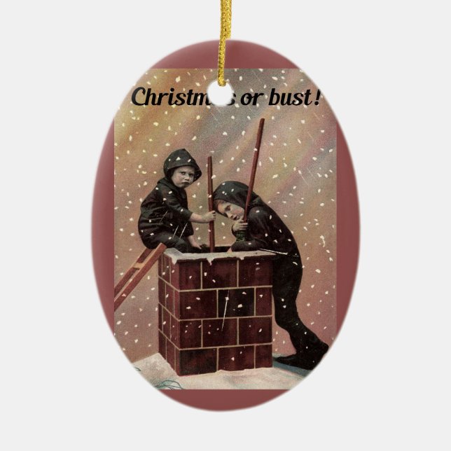 Weihnachten oder Bust, Boy Chimney Sweep Antique F Keramikornament (Vorne)