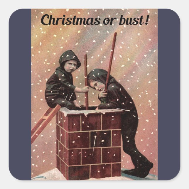 Weihnachten oder Bust, Boy Chimney Sweep Antique F Quadratischer Aufkleber (Vorderseite)