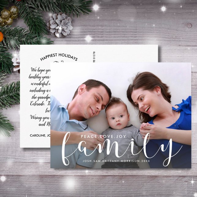 Weihnachten oder Neujahr - Happy Holiday Family Fo Postkarte (Von Creator hochgeladen)