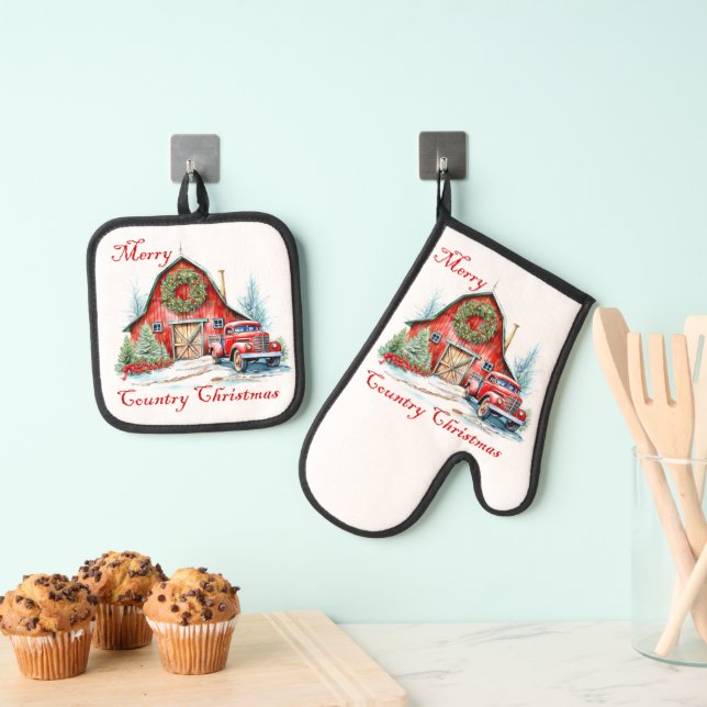 Weihnachten Ofenhandschuh & Topflappen-Set (Insitu (Hängend))