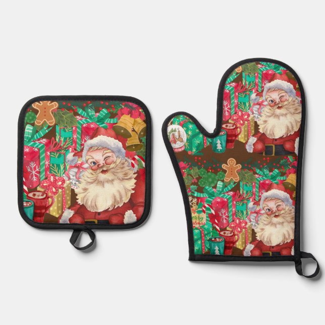 Weihnachten Ofenhandschuh & Topflappen-Set (Vorderseite)