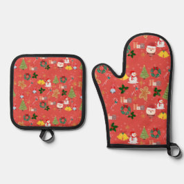 Weihnachten Ofenhandschuh & Topflappen-Set