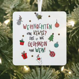„Weihnachten ohne Kekse?“ Lustiger Baumschmuck Ornament Aus Metall