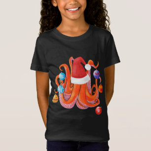Weihnachten Oktopus Weihnachtsmannmütze Weihnachts T-Shirt