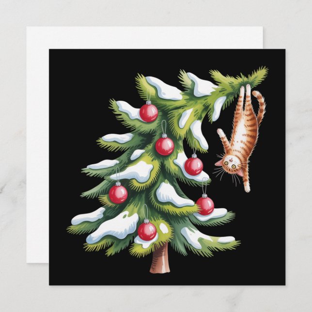 Weihnachten Orange Cat Tree Cats Lover Family Xmas (Vorne/Hinten)