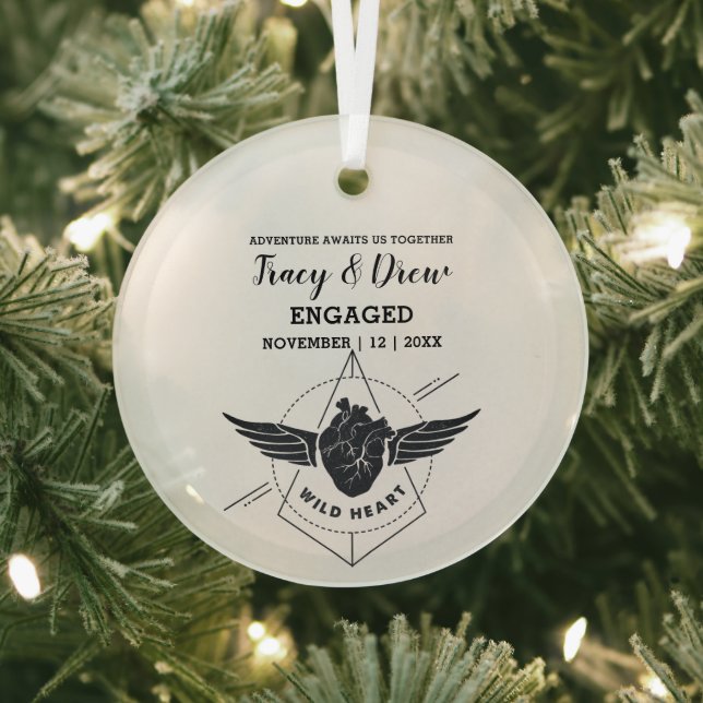 Weihnachten Outdoor Heart Wings Couple Verlobung Ornament Aus Glas (InSitu)