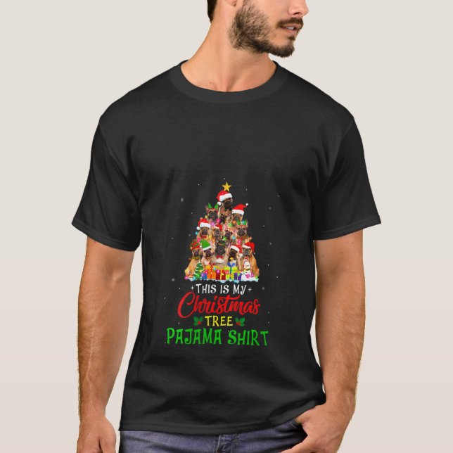 Weihnachten Pajama Französischer Bulldog Tree Xmas T-Shirt (Vorderseite)