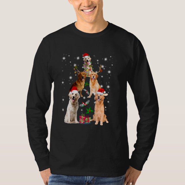 Weihnachten Pajama Golden Retriever Tree Xmas Dog  T-Shirt (Vorderseite)
