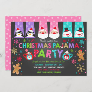Weihnachten Pajamas Party Einladung Urlaub Pajamas