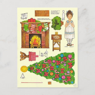 Weihnachten 🤶 Papierpuppe Vintage-Spielzeug Postkarte