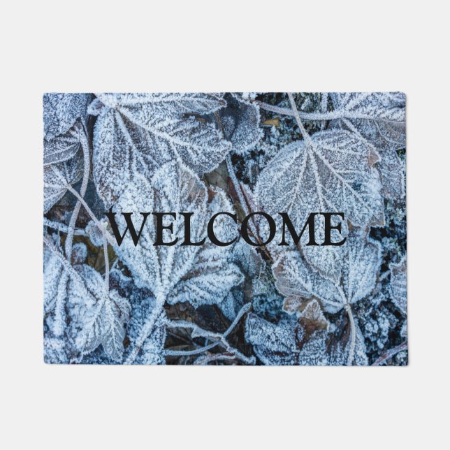 Weihnachten Party Blue Blätter Schnee Urlaub Winte Fußmatte (Vorderseite)