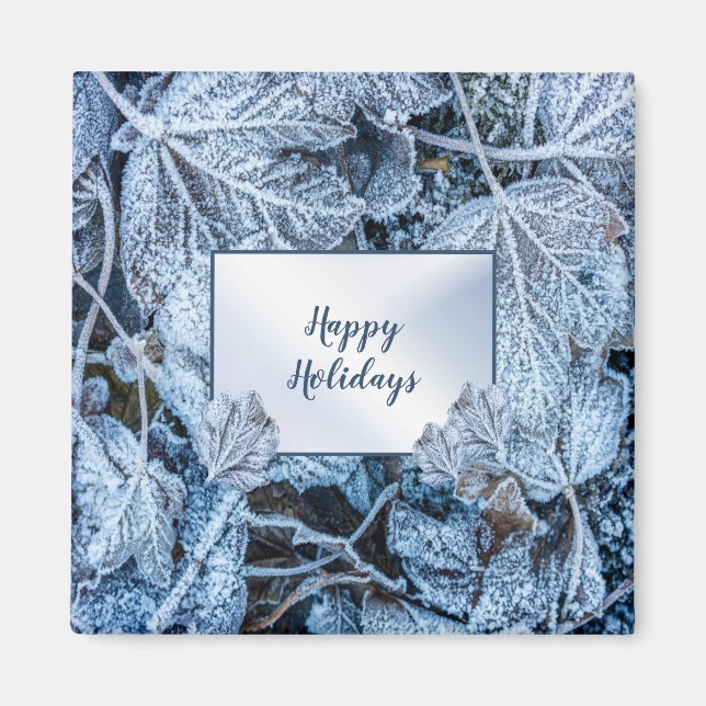 Weihnachten Party Blue Blätter Schnee Urlaub Winte Magnet (Vorne)