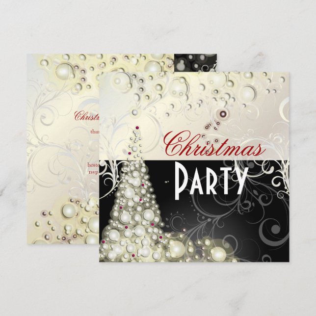 Weihnachten-Party Einladungen, Champagnerbläschen Einladung (Vorne/Hinten)