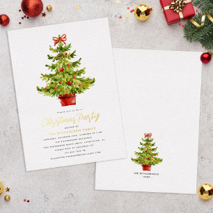 Weihnachten Party Feierliches Rotes Grün Tree Real Folieneinladung