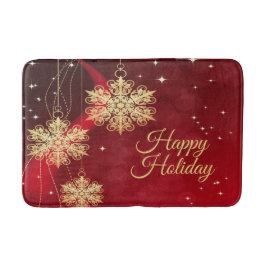 Weihnachten Party Geschenk Roter Golden Snowflakes Badematte