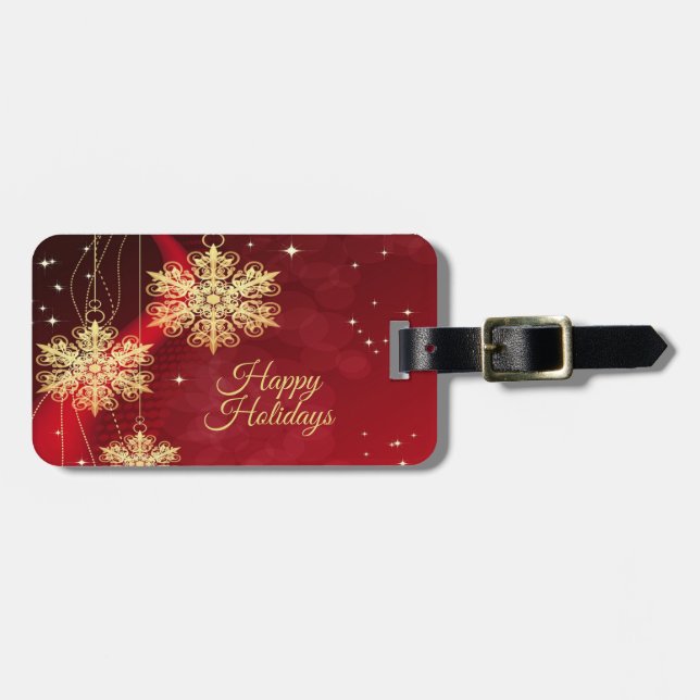 Weihnachten Party Geschenk Roter Golden Snowflakes Gepäckanhänger (Vorderseite horizontal)