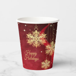 Weihnachten Party Geschenk Roter Golden Snowflakes Pappbecher