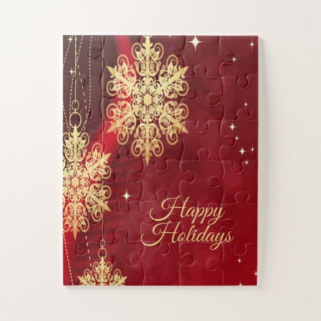 Weihnachten Party Geschenk Roter Golden Snowflakes Puzzle (Vertikal)